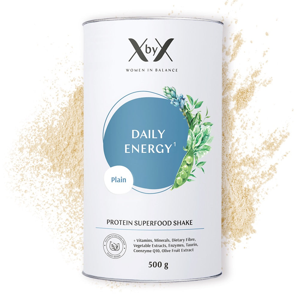 xbyx daily energy plain protein superfood shake without sweeteners menopause vegan protein shake